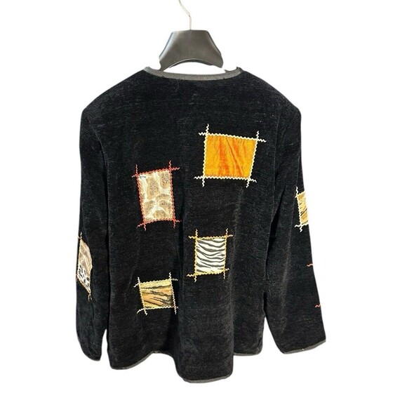 Indigo Moon jacket black size M unique boho artsy patchwork pattern - Picture 3 of 16